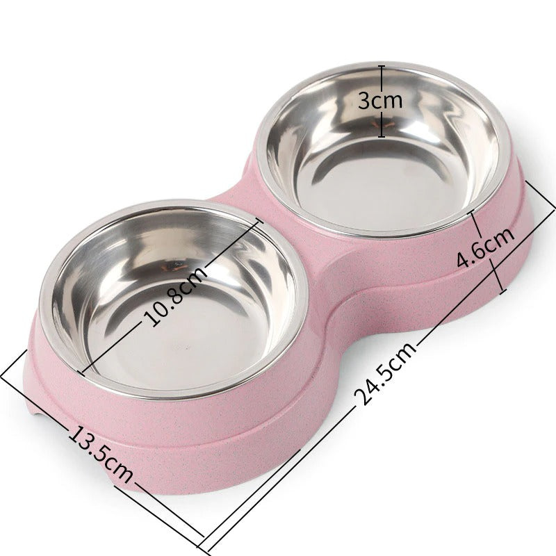 Double Stainless Steel Pet Bowl Set for Food & Water