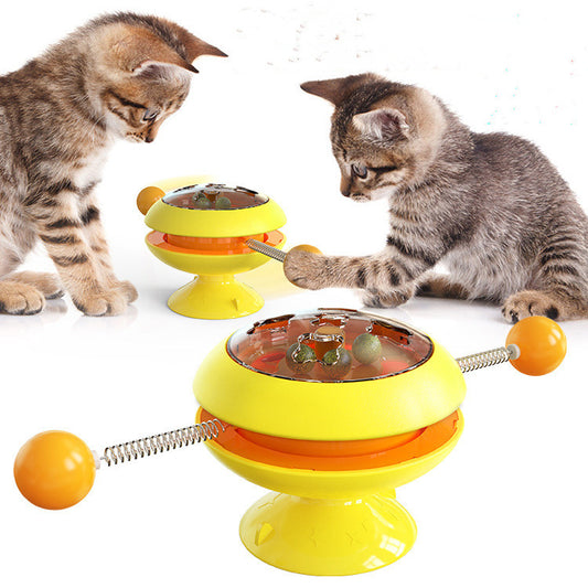 Rotating Interactive Cat Toy with Catnip and Rolling Balls