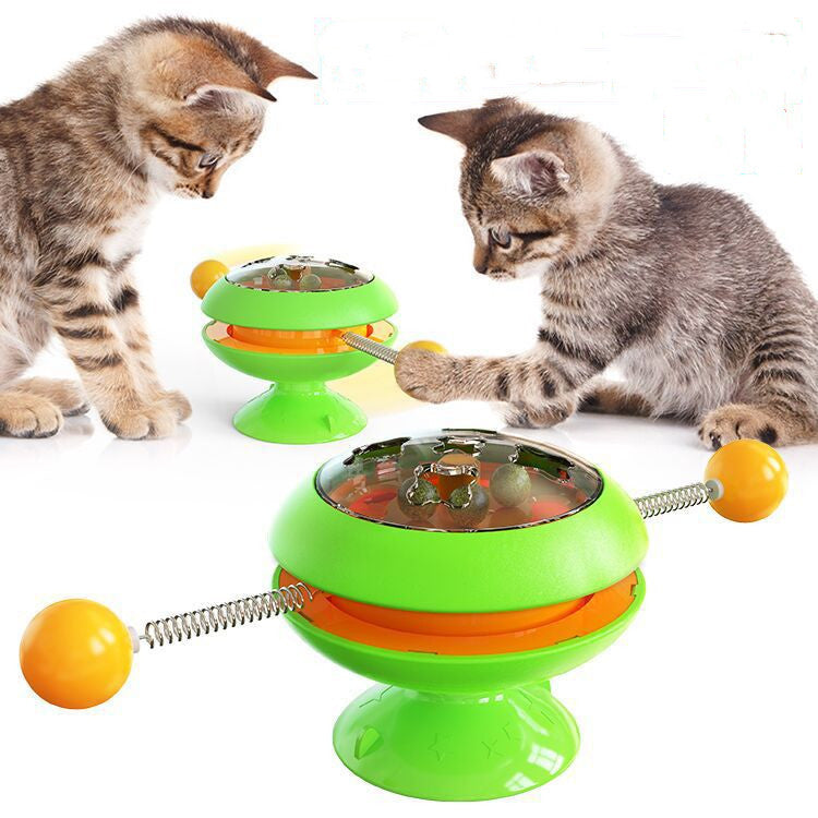 Rotating Interactive Cat Toy with Catnip and Rolling Balls