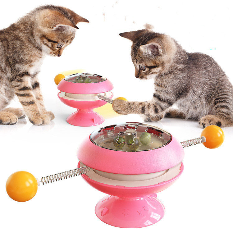 Rotating Interactive Cat Toy with Catnip and Rolling Balls
