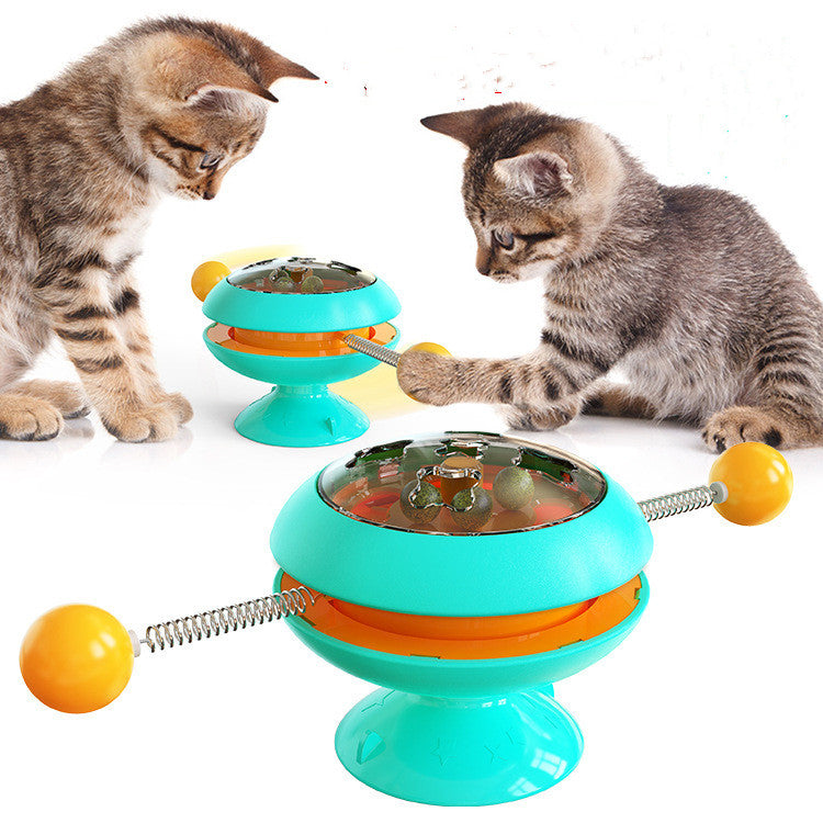 Rotating Interactive Cat Toy with Catnip and Rolling Balls