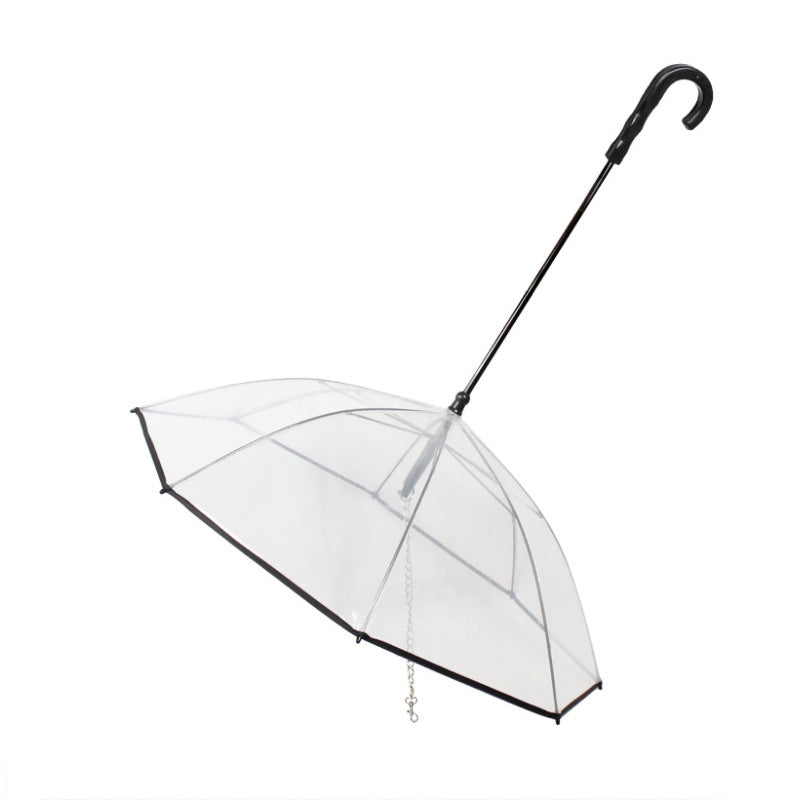 Transparent Dog Umbrella with Leash Hook – Rain Protection for Pets