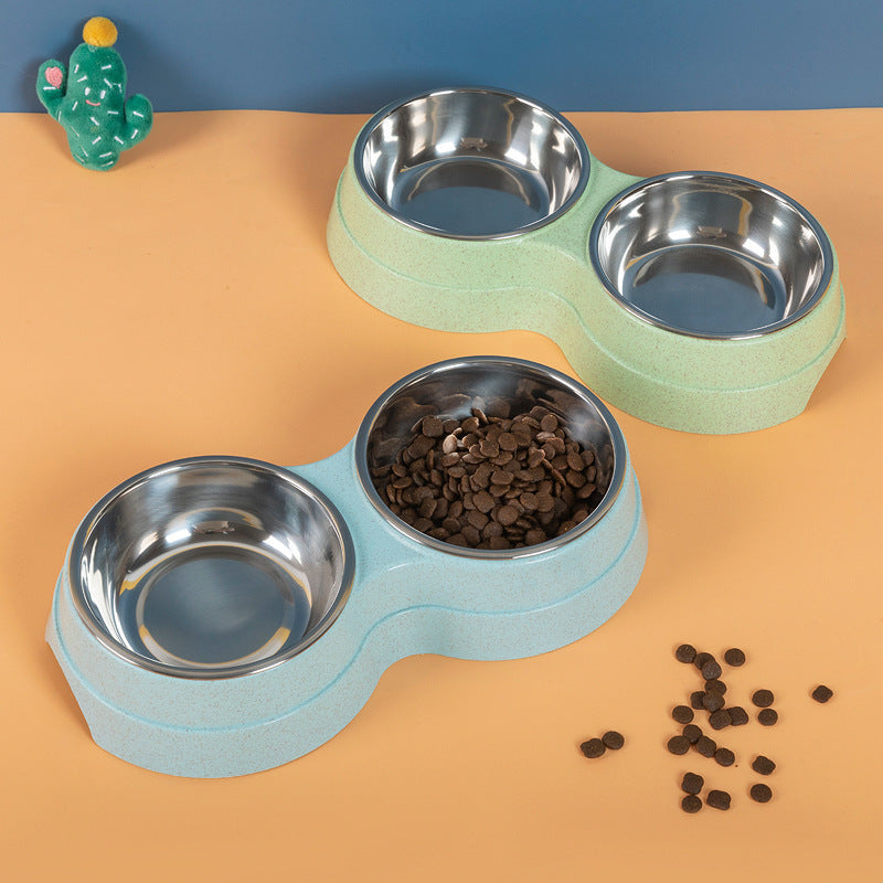 Double Stainless Steel Pet Bowl Set for Food & Water