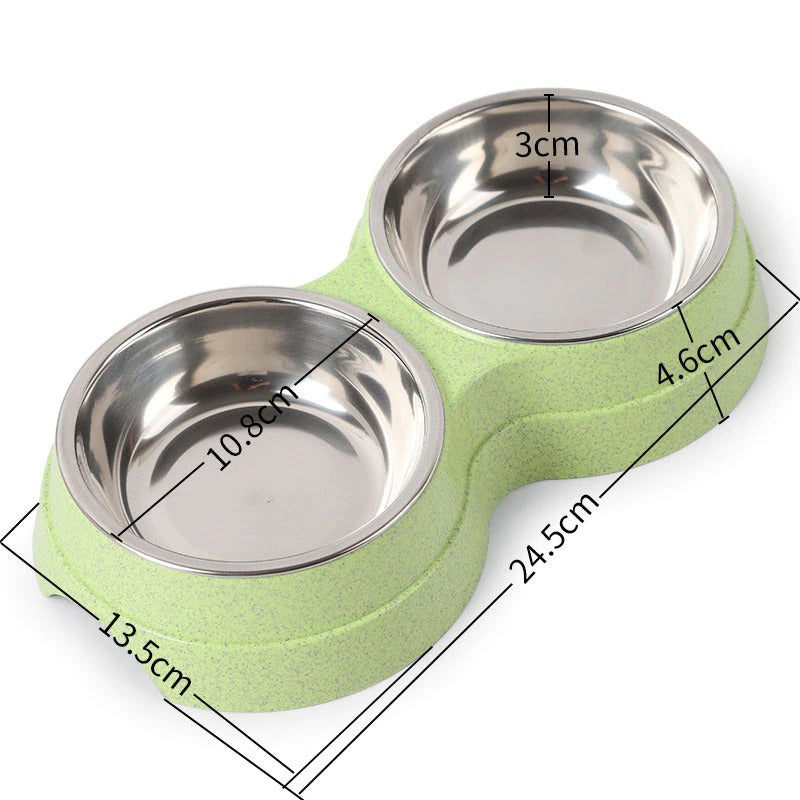 Double Stainless Steel Pet Bowl Set for Food & Water