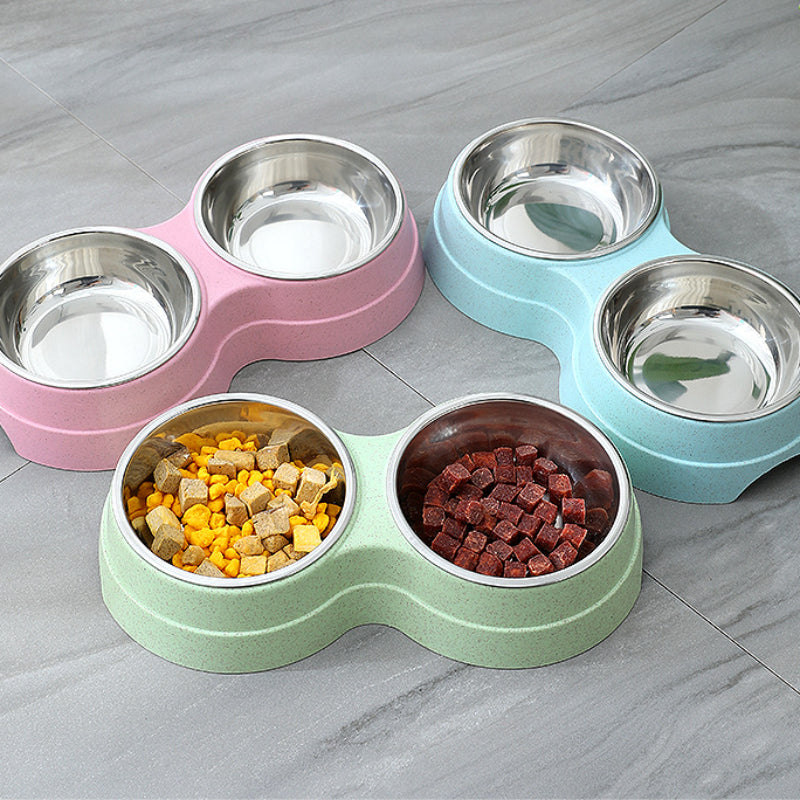 Double Stainless Steel Pet Bowl Set for Food & Water