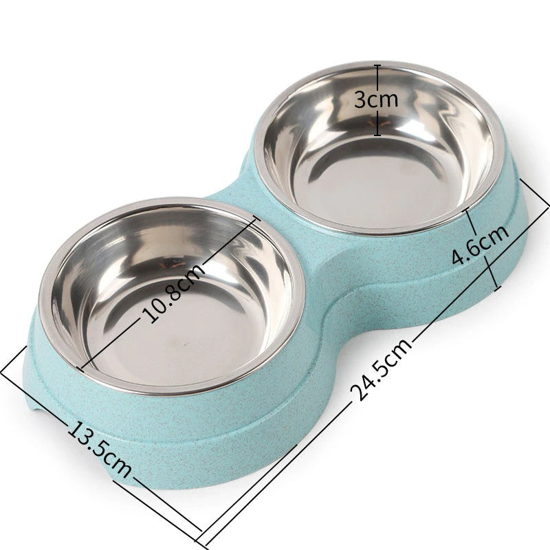 Double Stainless Steel Pet Bowl Set for Food & Water