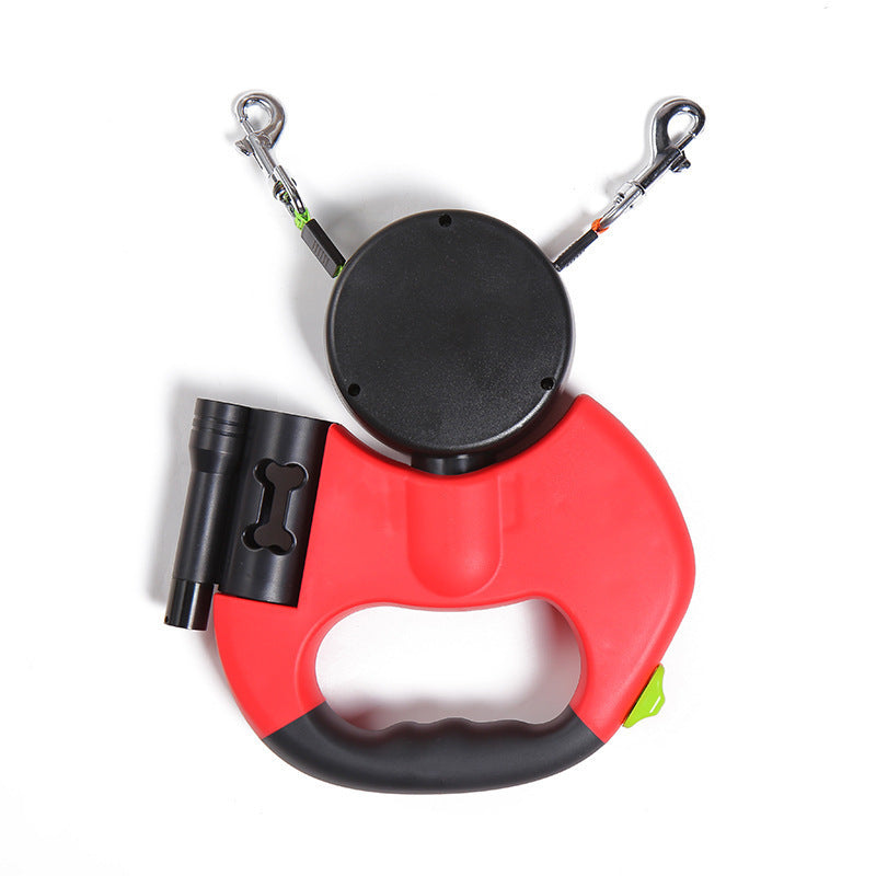 Retractable Dual Dog Leash with LED Light – 360° Swivel