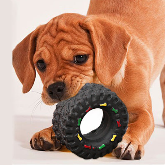 Rubber Tire Dog Toy with Squeaker – Durable Chew Toy