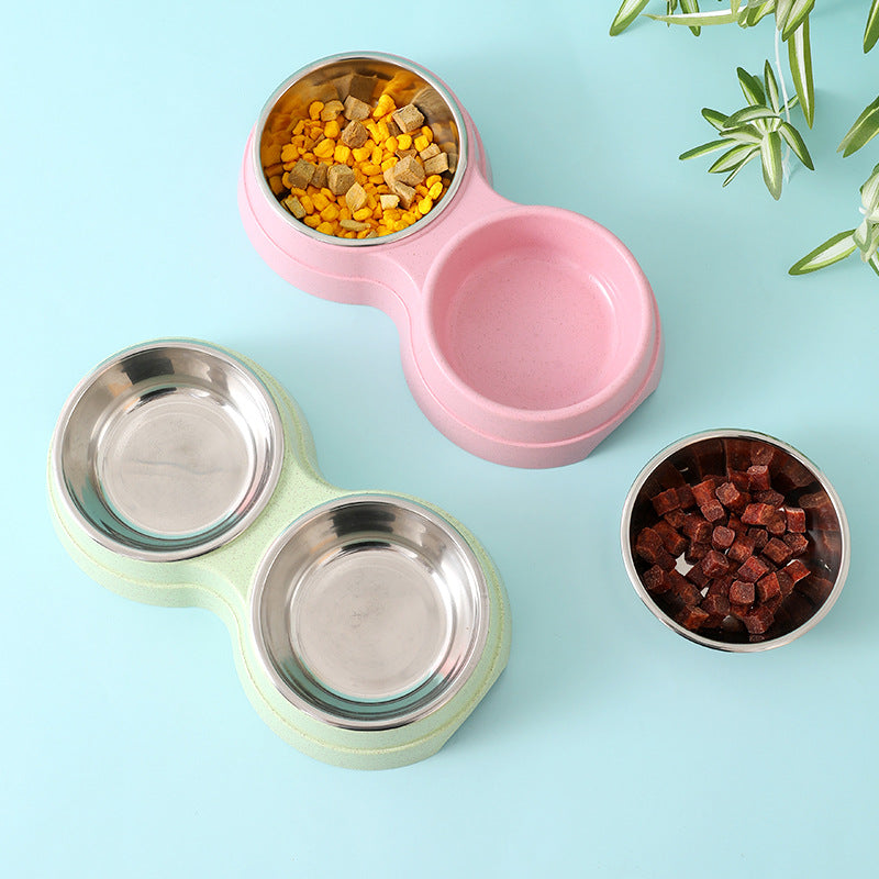 Double Stainless Steel Pet Bowl Set for Food & Water